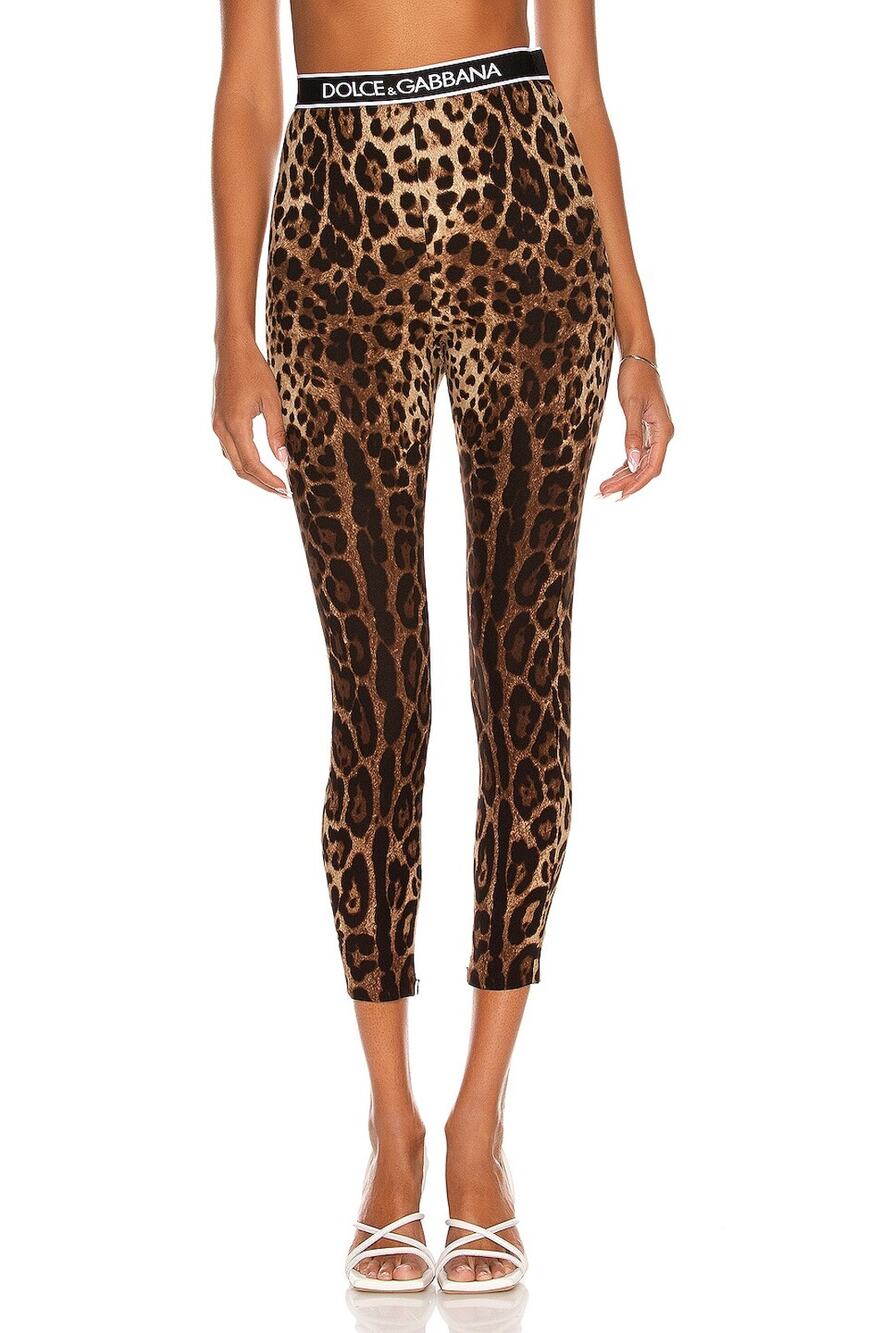 Dolce And Gabbana Sleek Leopard Elastic Waist Leggings Size 36